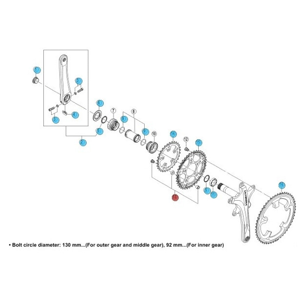 Visserie Pédalier Shimano Ultegra FC-6703 - Troisième plateau