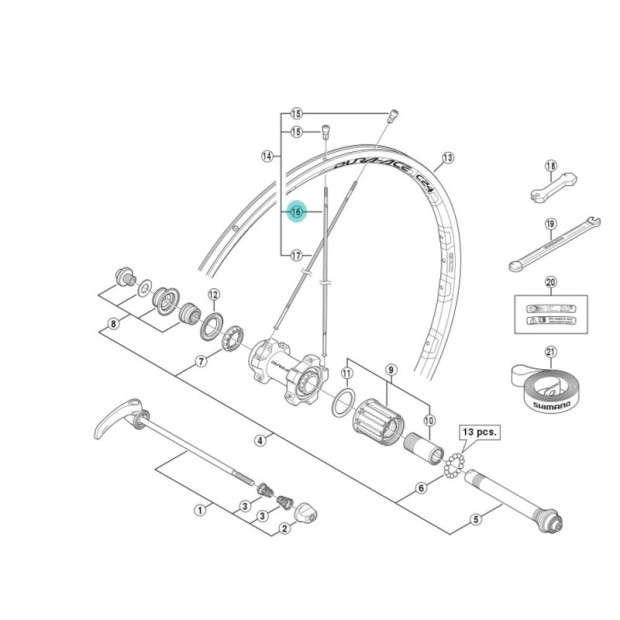 Rayon arrière Shimano Y012AD027 - (x1)