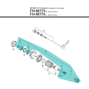 Axe roue Arrière Shimano Deore XT M775 - Y3D098050
