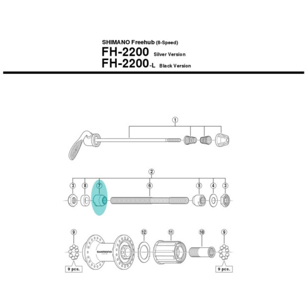 Cône de moyeu Shimano Y22098080 - Droit [x1]