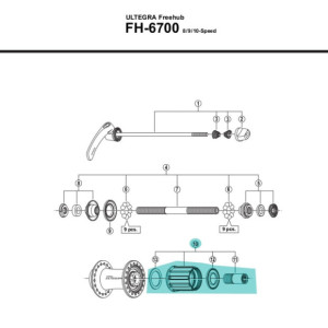 Corps Roue Libre Shimano FH-6700 10 vitesses - Y3DV98060