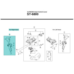 Bras de levier Shimano Ultegra ST6800 Y00E98010 - Droit