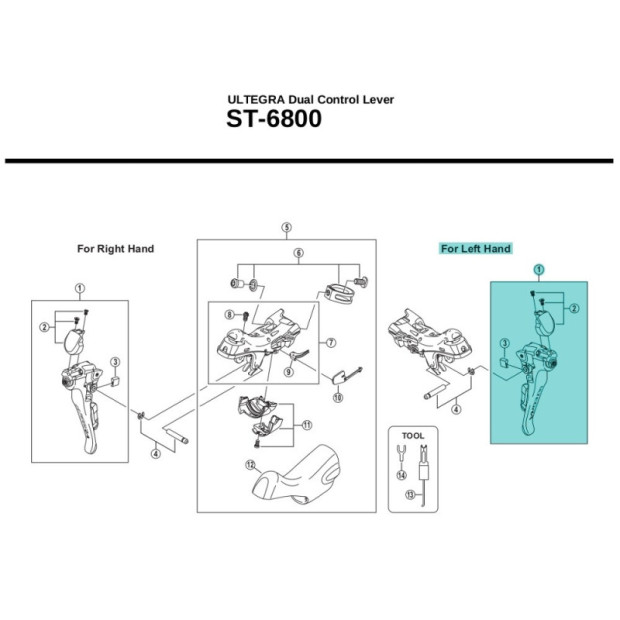 Bras de levier Shimano Ultegra ST6800 Y00F98010 - Gauche