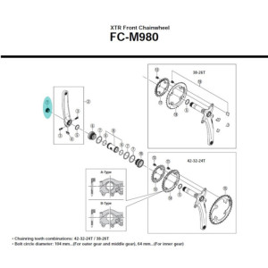 Vis de cache Shimano Hollowtech 2 XTR M980  - Y1LR13000