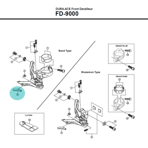 Plaquette de Dérailleur Avant Shimano Dura Ace FD-9000 - Y5NF19000