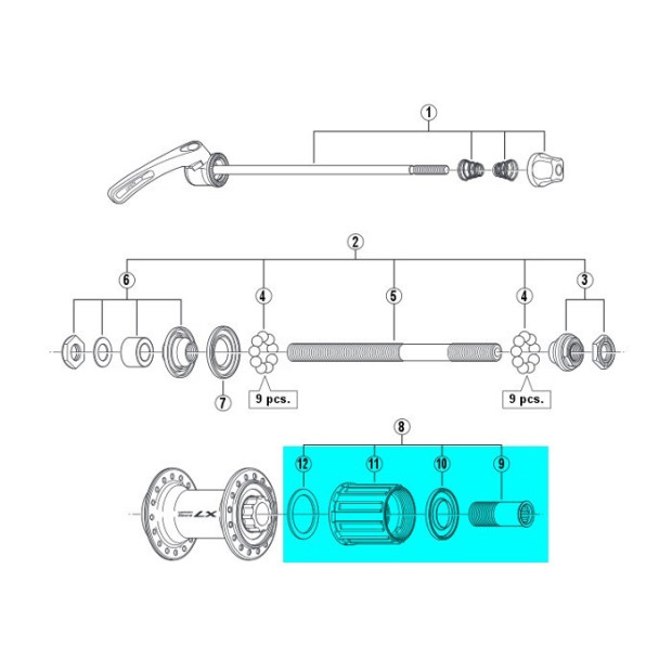 Corps Roue Libre Shimano FH-T660 8/9/10 vitesses - Y3D698040