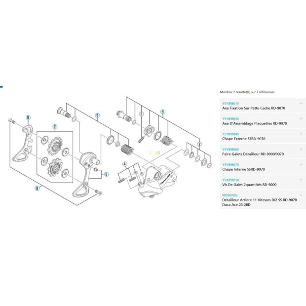 Chape externe de dérailleur Shimano SSRD-9070 Y5Y898040 