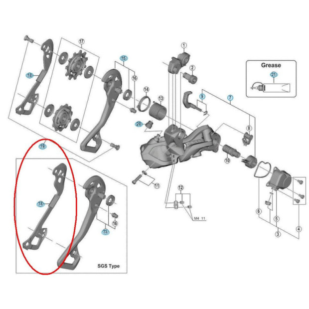 Chape Interne Derailleur Shimano SGSRD-M9050 Y5PU10100