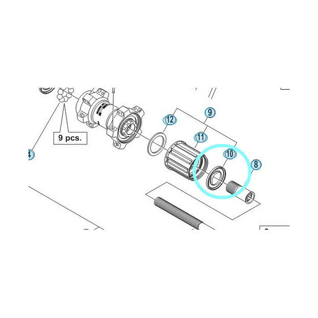 Joint D'étanchéité Droit Shimano pour corps de roue libre FH-M495-A  - Y3CR08000