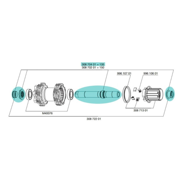 Axe de roue arrière ITS4 135 mm Mavic - 30870401