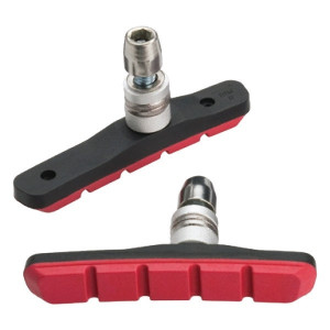 Patin V-Brake Monobloc Jagwire JS908T-R Rouge - [x 1 - Paire]