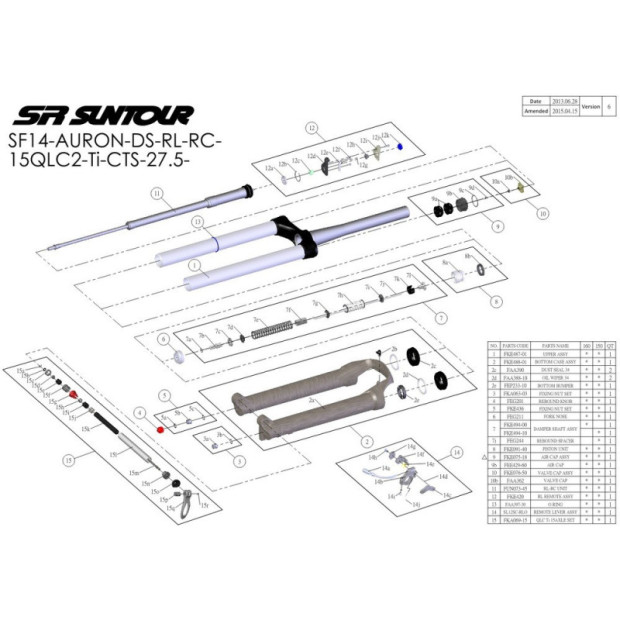 Cartouche SR Suntour FUN073-45 pour Fourches SF14 Auron RL RC