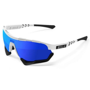 Lunettes Scicon Aerotech Blanches Verres SCN-PP Bleu Multi-Reflets