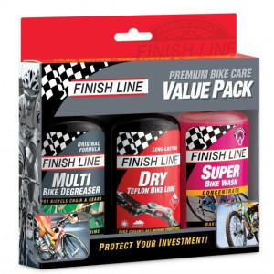 Pack Entretien Vélo Finish Line Premium Bike Care Value - Multi/Dry/Super Wash - 3x120 ml