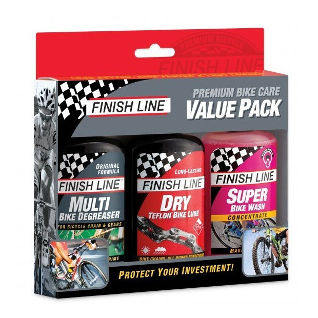 Pack Entretien Vélo Finish Line Premium Bike Care Value - Multi/Dry/Super Wash - 3x120 ml