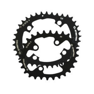 Plateaux VTT OSymetric Standard Double 104/64mm 38/28 Dents Noir