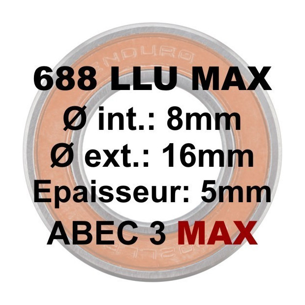 Roulement de Triangle de Suspension Enduro Bearings 688 LLU Max 8x16x5mm