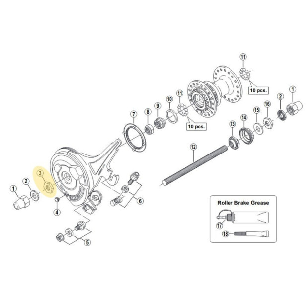 Ecrou de fixation de lunité de freinage Shimano BR-IM41-F M9x3,5mm