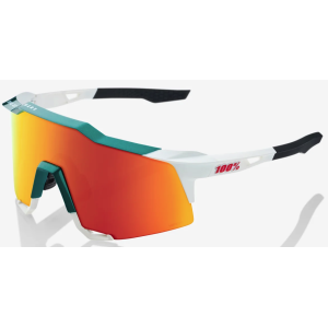 Lunettes 100% Speedcraft Bora Métallique Brillant/Blanc Mat / Verres Miroir HiPER Rouge Multi