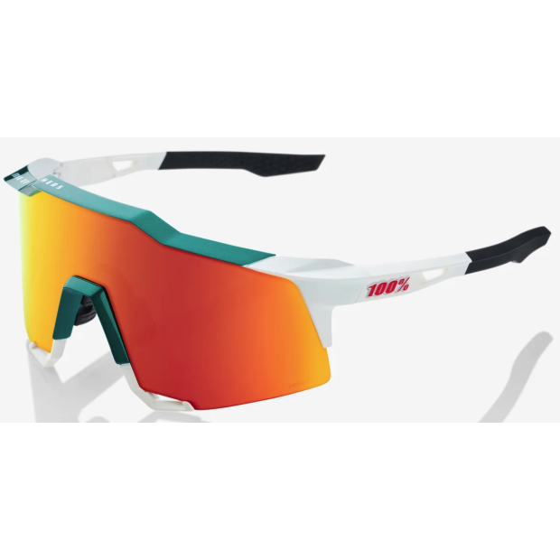 Lunettes 100% Speedcraft Bora Métallique Brillant/Blanc Mat / Verres Miroir HiPER Rouge Multi