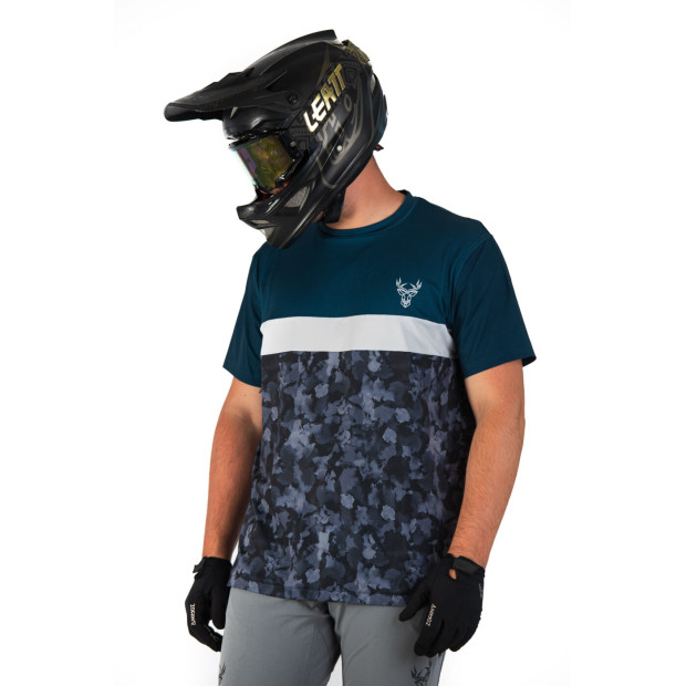 Maillot Enduro/DH Manches Courtes Animoz Wild - Bleu Camo