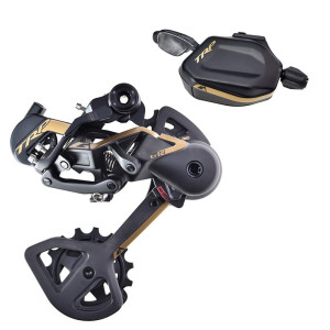 Dérailleur Arrière VTT et Manette TRP TR12 12V Noir/Or