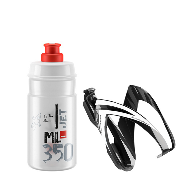 Kit Bidon + Porte-Bidon Elite CEO 350ml Noir/Transparent-Rouge