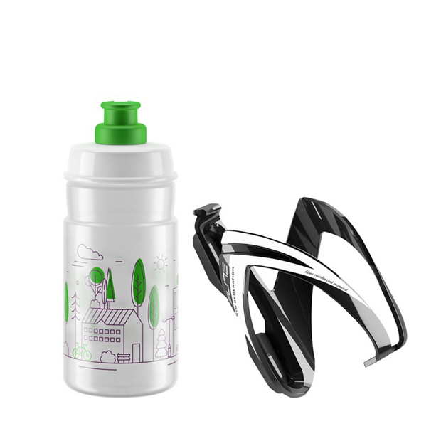 Kit Bidon + Porte-Bidon Elite CEO 350ml Noir/Transparent-Vert