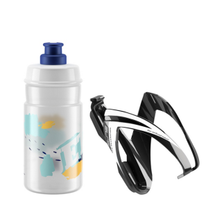 Kit Bidon + Porte-Bidon Elite CEO 350ml Noir/Transparent-Bleu