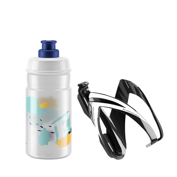 Kit Bidon + Porte-Bidon Elite CEO 350ml Noir/Transparent-Bleu