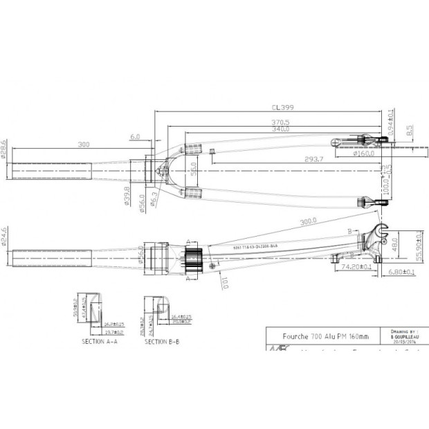 Fourche Route EXS C1607409-300 Disque Post Mount 1 1/8 - 1 1/2