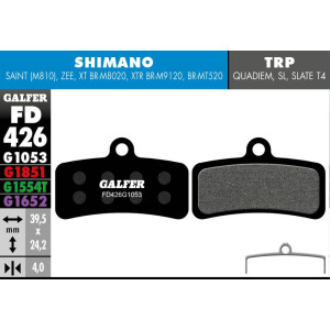 Plaquettes de Frein Galfer FD426 Standard Shimano Saint/Zee/XT/XTR / TRP QuadiemSL/Slate T