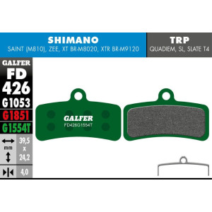 Plaquettes de Frein Galfer FD426 Pro Shimano Saint/Zee/XT/XTR / TRP Quadiem/SL/Slate T4