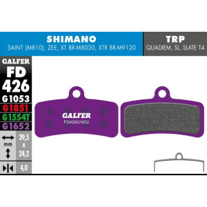 Plaquettes de Frein Galfer FD426 E-Bike Shimano Saint/Zee/XT/XTR / TRP Quadiem/SL/Slate T4