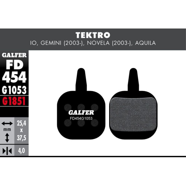 Plaquettes de Frein Galfer FD454 Standard Tektro Io/Gemini/Novela/Aquila