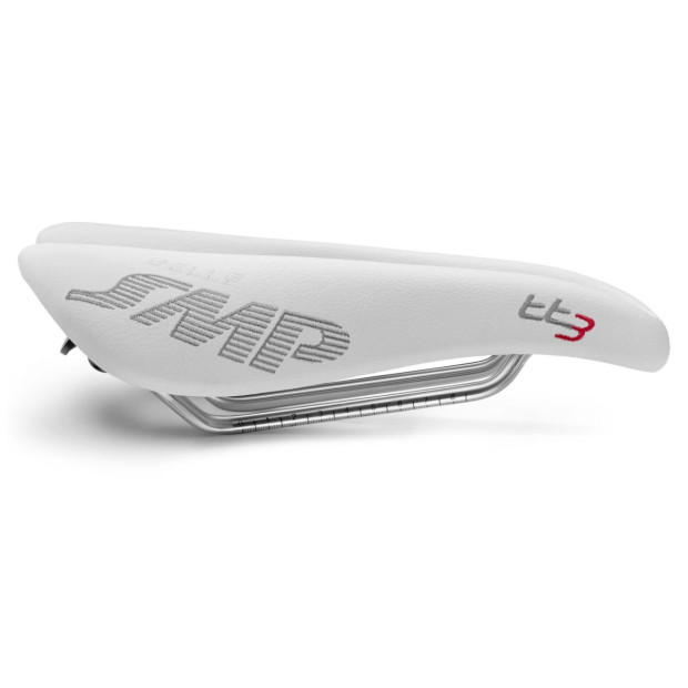 Selle Contre-la-Montre SMP TT3 133x246mm Rails Inox - Blanc