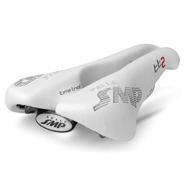 Selle Contre-la-Montre SMP TT2 156x260mm Rails Inox - Blanc