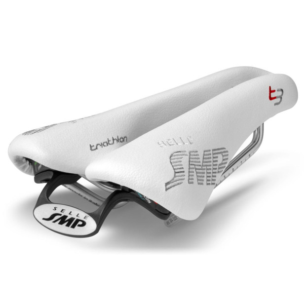 Selle SMP Triathlon T3 133x246mm Rails Inox - Blanc