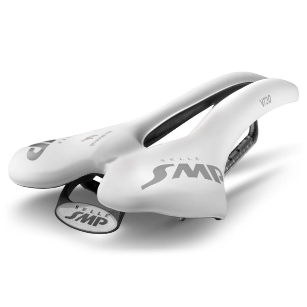 Selle Route/VTT SMP VT30 155x283mm Rails Carbone - Blanc