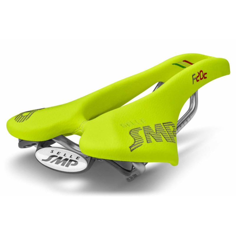 Selle SMP F20C 134x250mm Rails Inox Jaune Fluo