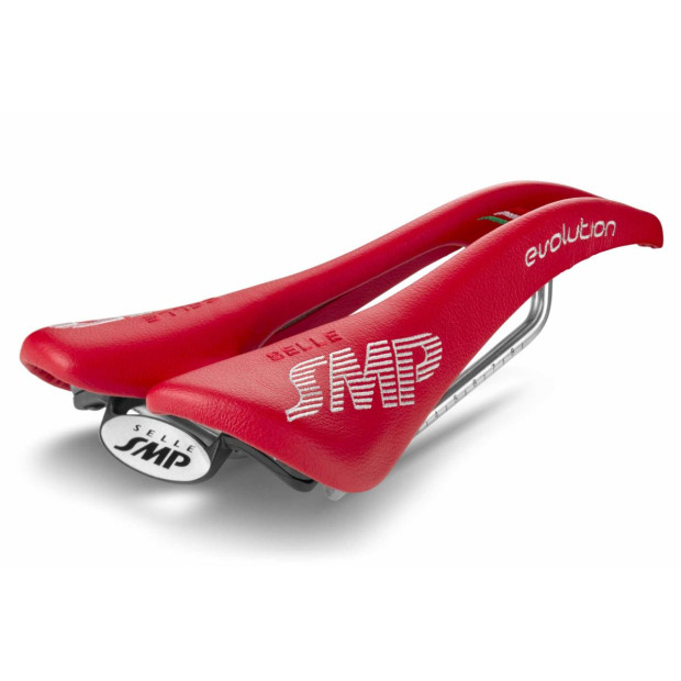 Selle SMP Evolution 129x266mm Rails Inox - Rouge