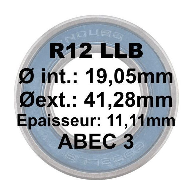 Roulement Enduro Bearings R12 LLB ABEC 3 19,05x41,28x11,11mm