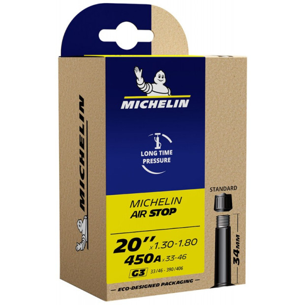 Chambre à air Michelin AIRSTOP G3 - 20x1.3/1.8 450A (33/46-390/406) Schrader