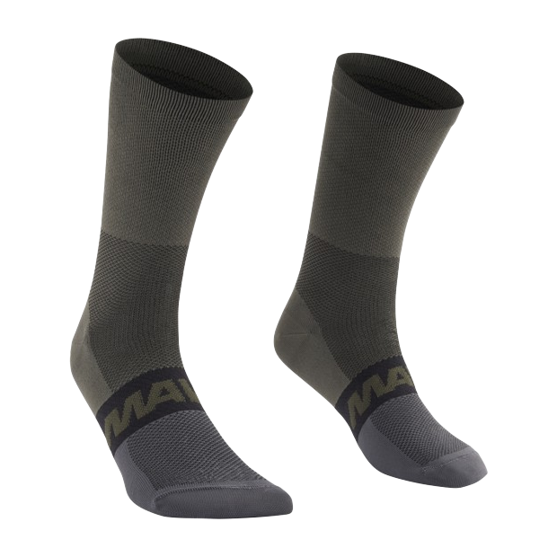 Chaussettes Hautes Mavic Askium - Vert Militaire/Carbone