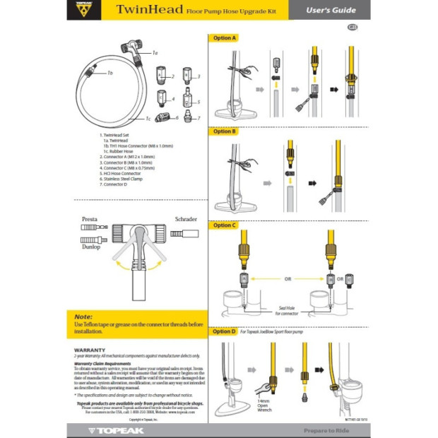 Raccord de pompe à pied Topeak TwinHead - TTH-01