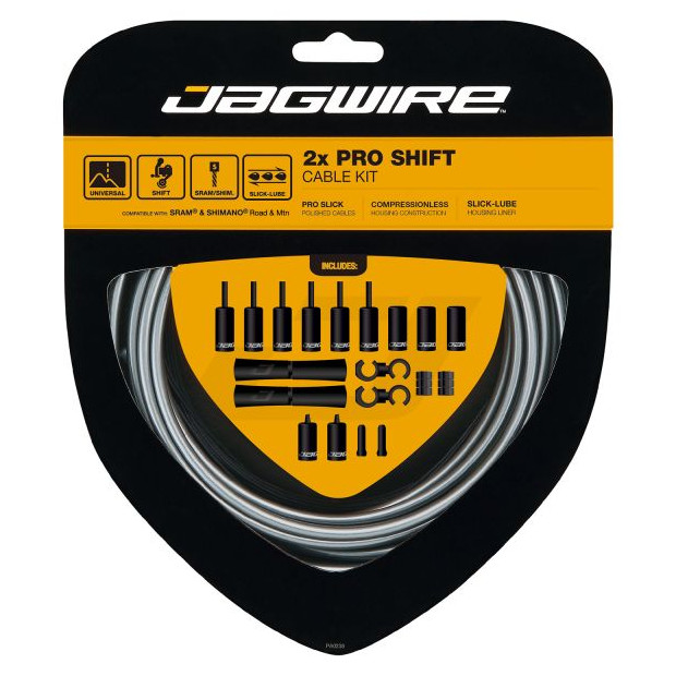 Kit Câbles et Gaines de Dérailleur Jagwire 2X Pro Shift - Gris Glacial