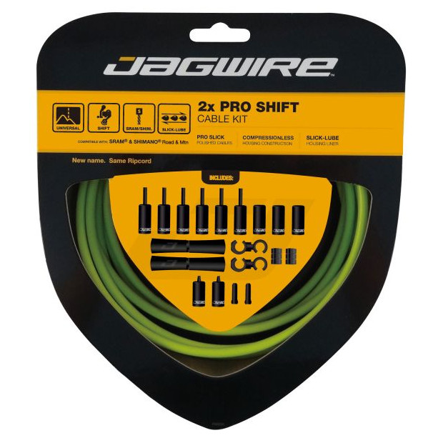 Kit Câbles et Gaines de Dérailleur Jagwire 2X Pro Shift - Vert Organique