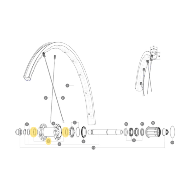 Roulements Mavic V2560401 pour Roue Arrière Ksyrium SL