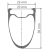 Roue Avant Route DT Swiss ARC 1400 DICUT 38 DB 12x100mm