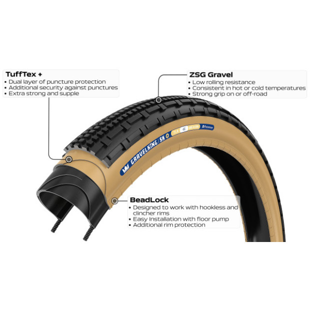 Pneu Gravel Panaracer GravelKing SK+ TLR 700x35C